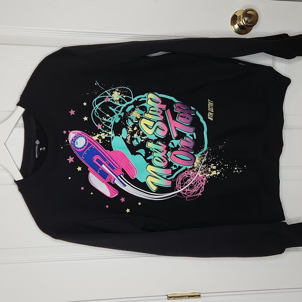 Men's 8ighth Dstrkt neon black crew neck sweatshirt Next Stop On Top medium